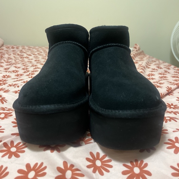 UGG Black Platform Suede Mini Booties - Picture 3 of 3